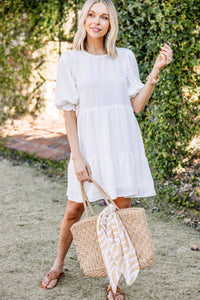 All The Love To Give White Babydoll Dress