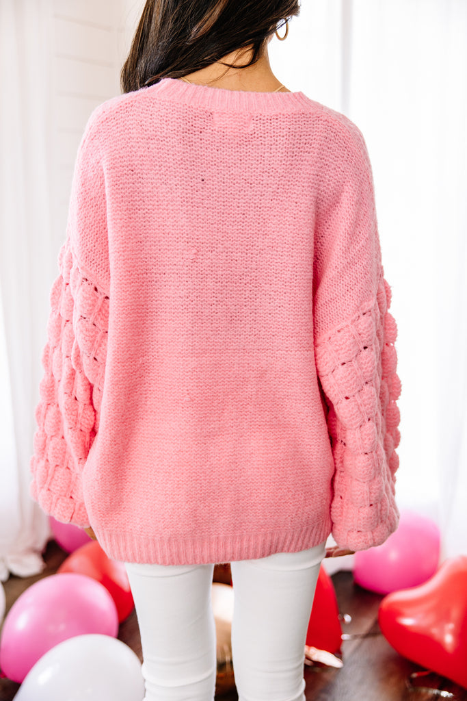 Cute Light Pink Textured Sweater Trendy Sweaters Shop the Mint