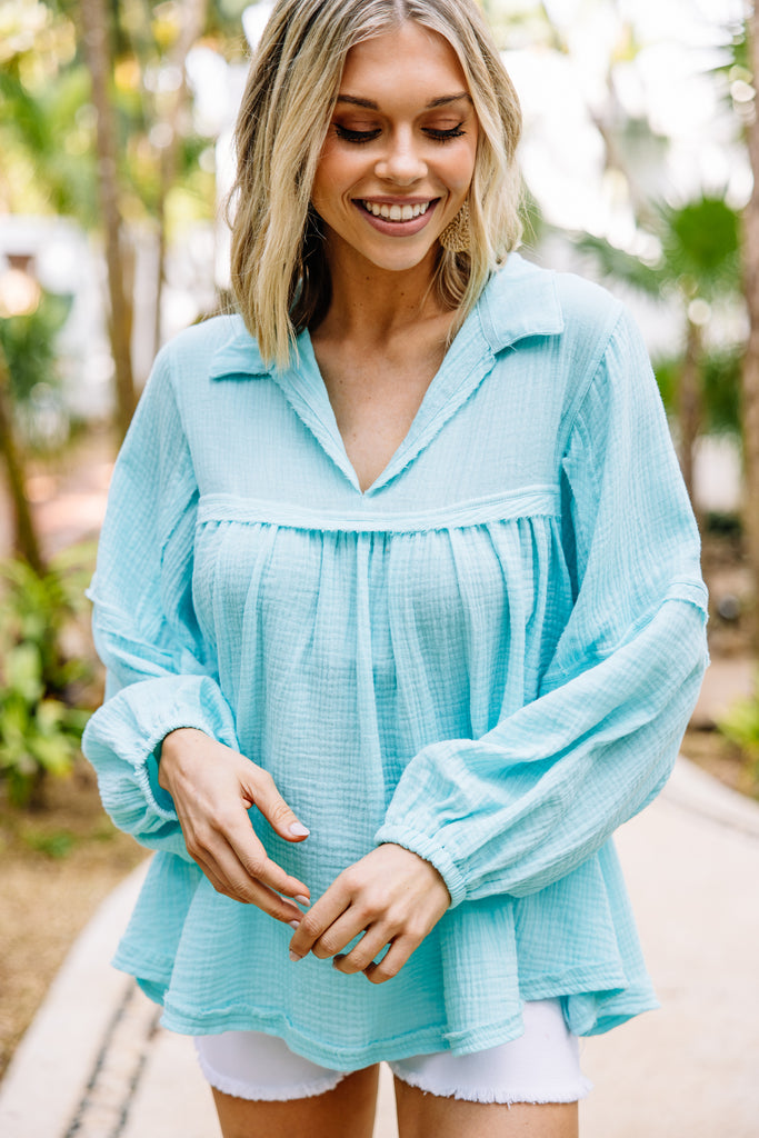 Love Life Aqua Blue Babydoll Top – Shop the Mint