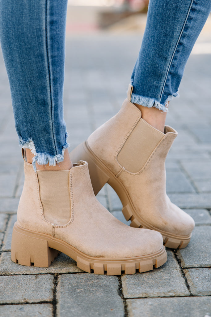 chelsea booties taupe