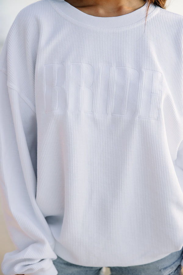 Bride White Corded Embroidered Sweatshirt