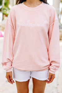 Bridesmaid Blush Pink Corded Embroidered Sweatshirt