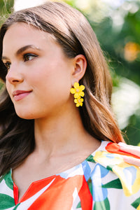Full Bloom Yellow Floral Earrings