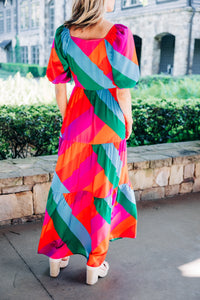 Looking Forward Rainbow Striped Maxi Dress