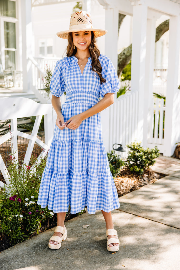 gingham blue dress Mirabelle in Of Her Own Kind Stay The Course Blue Gingham