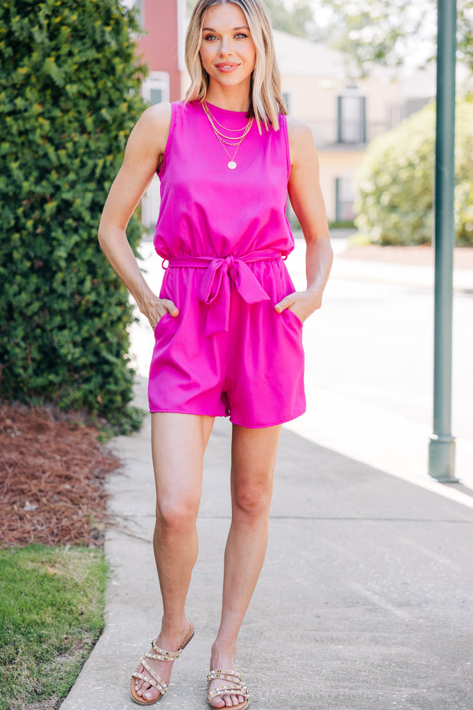 A Walk On The Beach Fuchsia Pink Crochet Romper – Shop the Mint