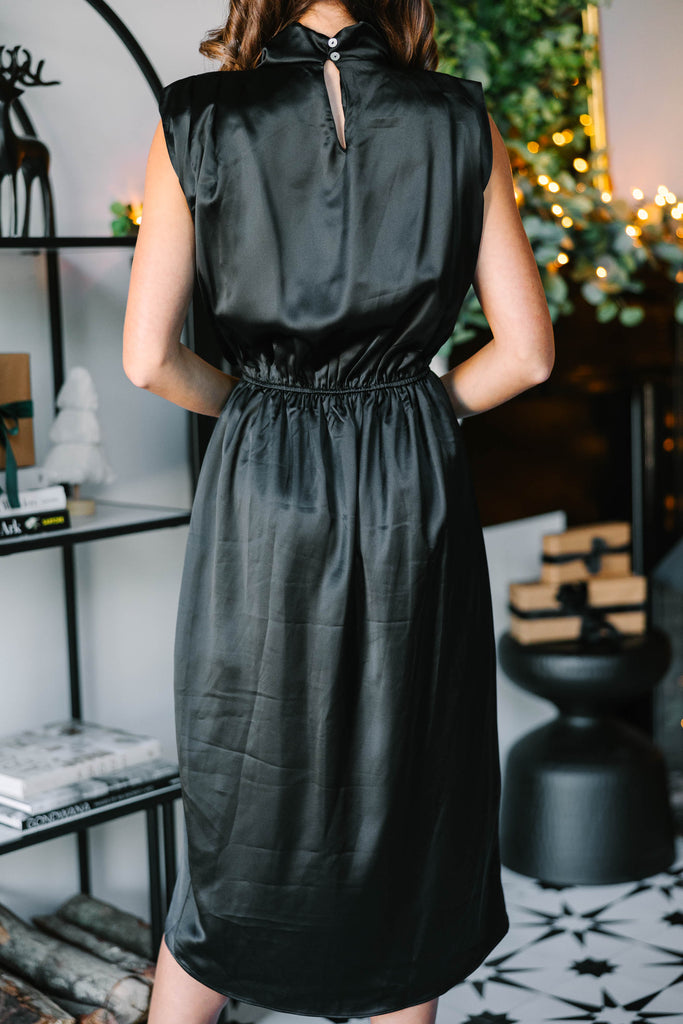 all eyes on me midi dress All Eyes On You Black Satin Midi Dress – Shop the Mint