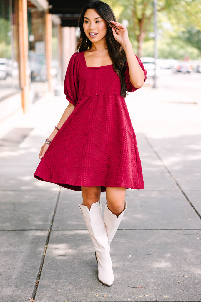 open lace back dress Shop The Chic Vera Two-Way Mini Dress in Deep Red main image 0