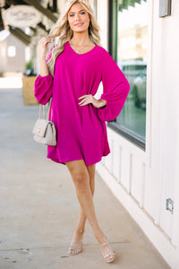 Loud And Clear Magenta Purple Bubble Sleeve Dress