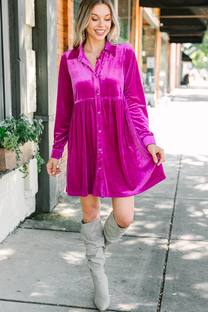 Magenta store velvet dress