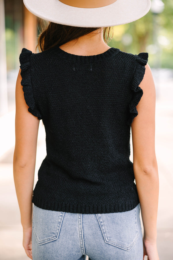 Your Way Black Cable Knit Tank