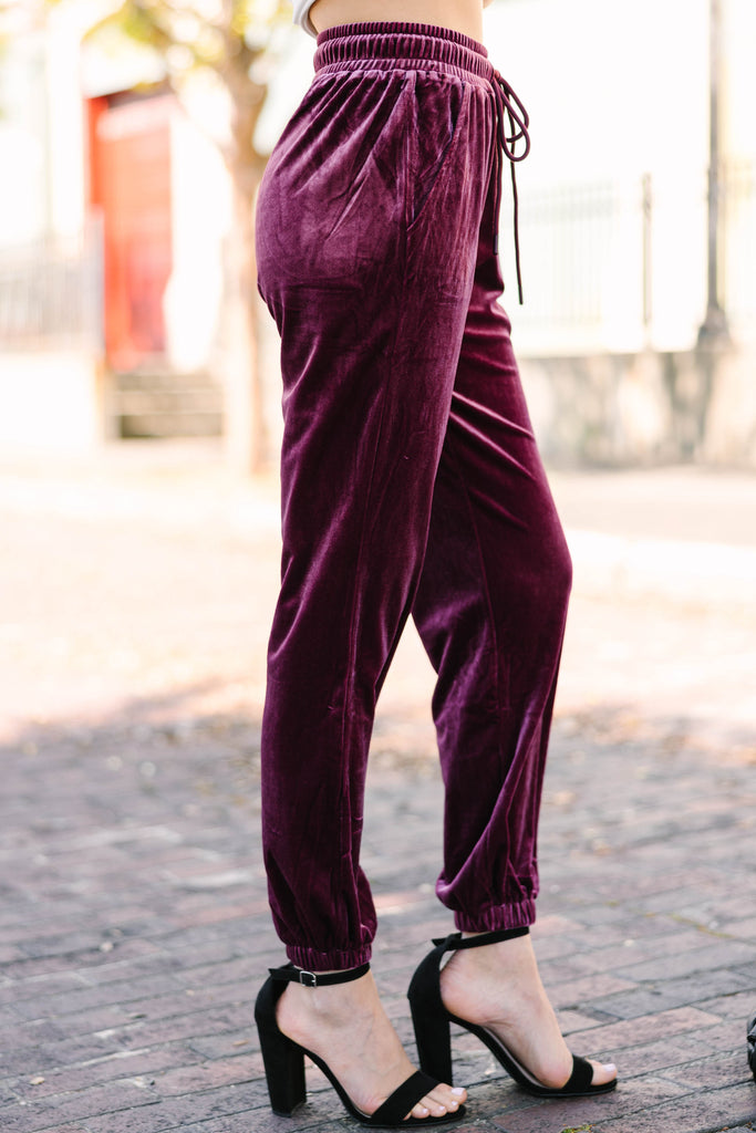 Burgundy hot sale velvet joggers