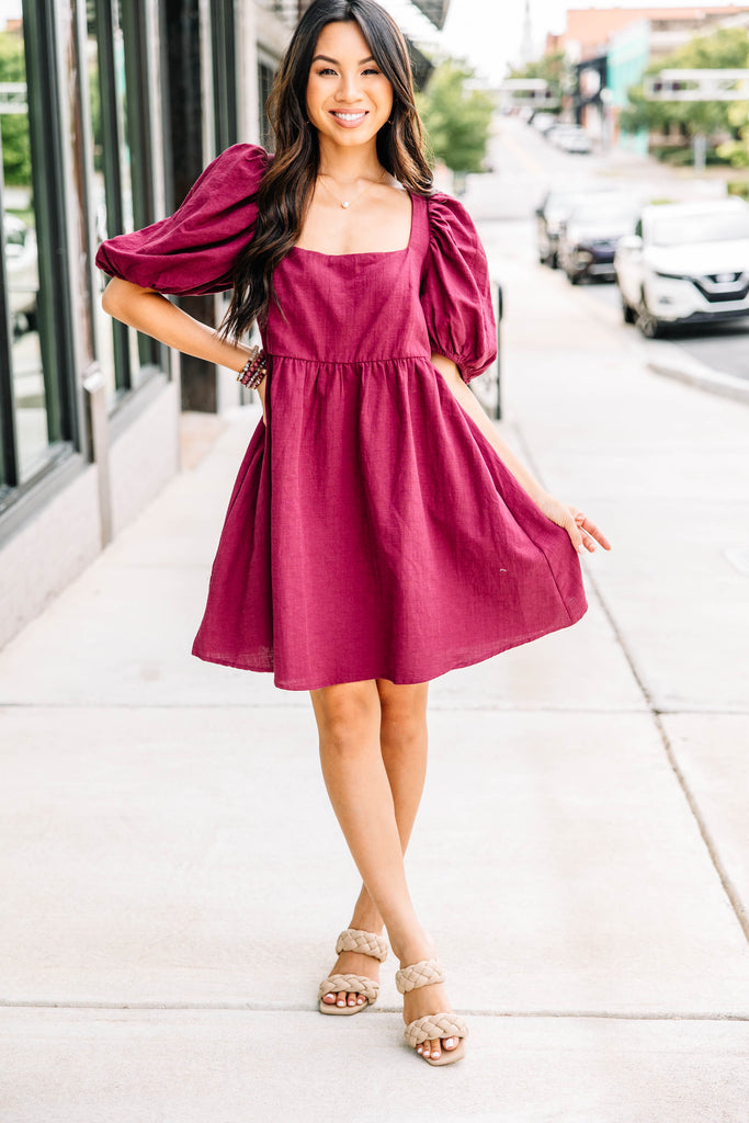 You've Got It Burgundy Red Babydoll Dress