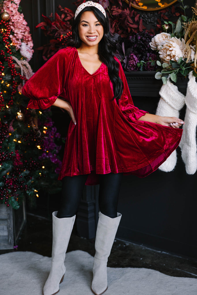 【mmm】Velvet Tunic Bustier Feels Like Fun Red Velvet Tunic – Shop the Mint