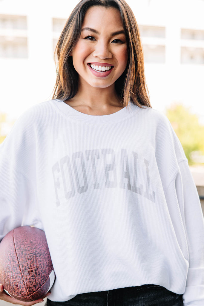 Football White Corded Graphic Sweatshirt – Shop the Mint
