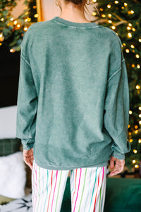 Merry Mrs Green Graphic Corded Sweatshirt