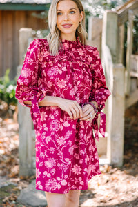 You've Got The Power Wine Red Floral Dress