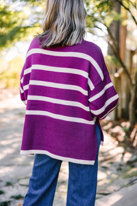 Listen To Me Plum Purple Striped Sweater