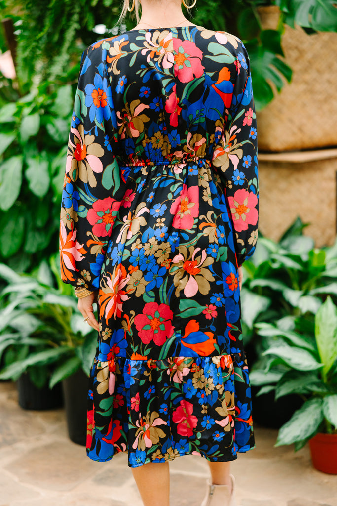 It's All You Black Floral Midi Dress