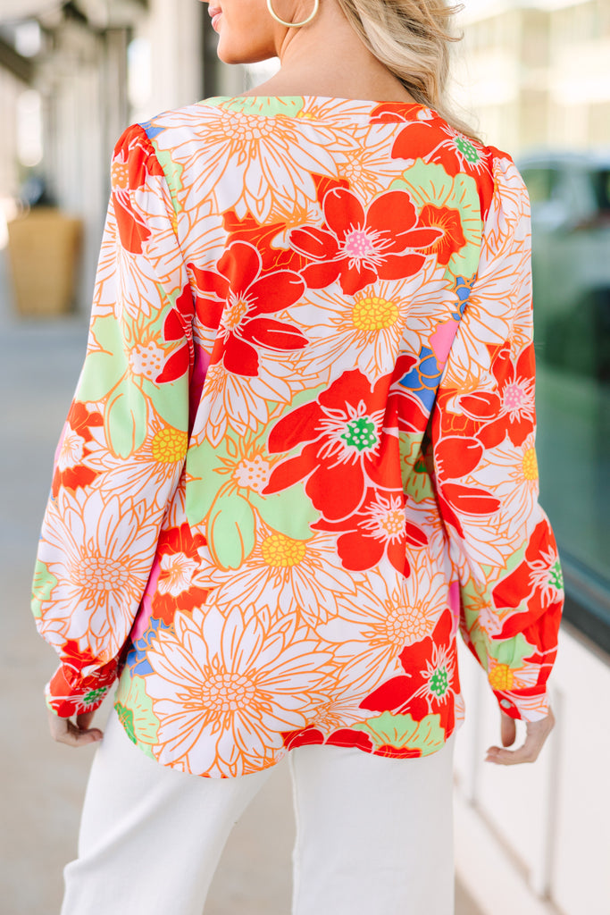 Blush Summer Flower Flirty Blouse