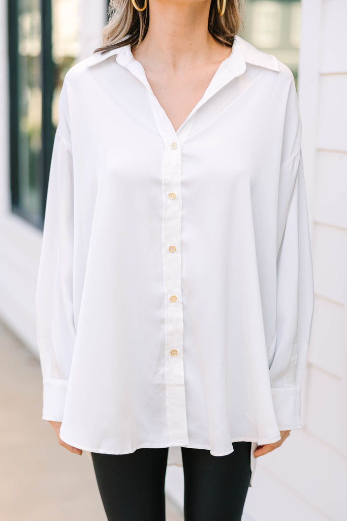 Off White Tunic Button Blouse
