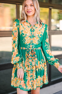Just Take A Look Green Floral Dress