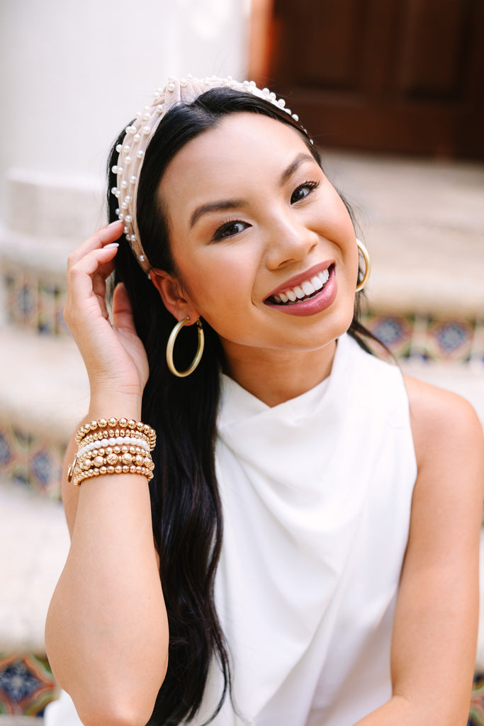 Show Your Love Beige Pearl Headband Shop the Mint Show Your Love Beige Pearl Headband Shop the Mint