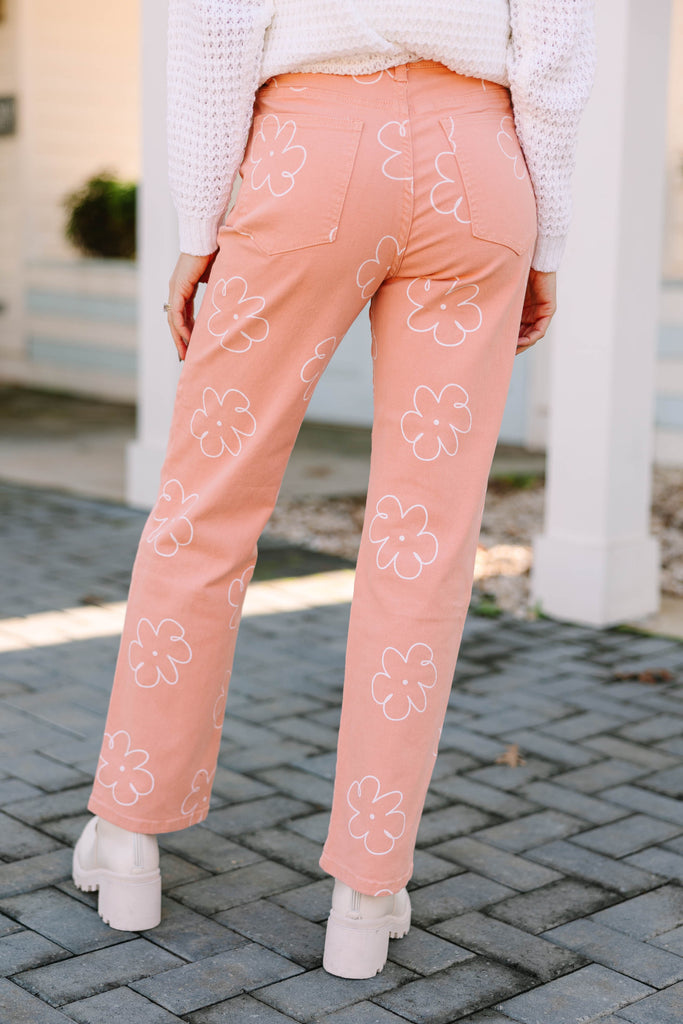 Never Too Late Salmon Pink Floral Pants – Shop the Mint