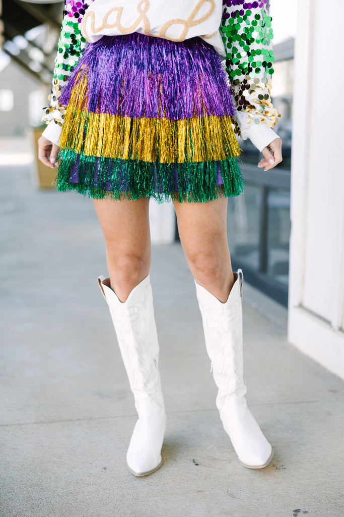 Mardi Gras Tinsel Fringe Skirt