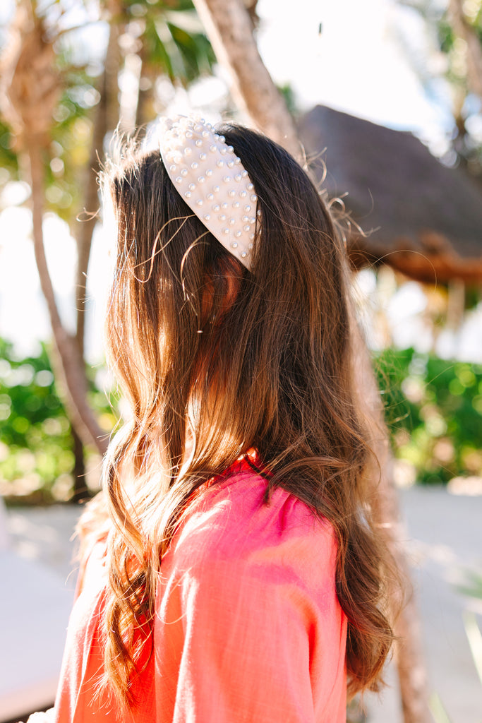 Show Your Love Beige Pearl Headband