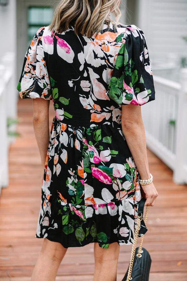 See You Coming Black Floral Dress