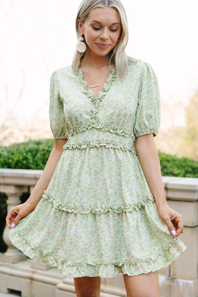 Sage Green Floral Dresses