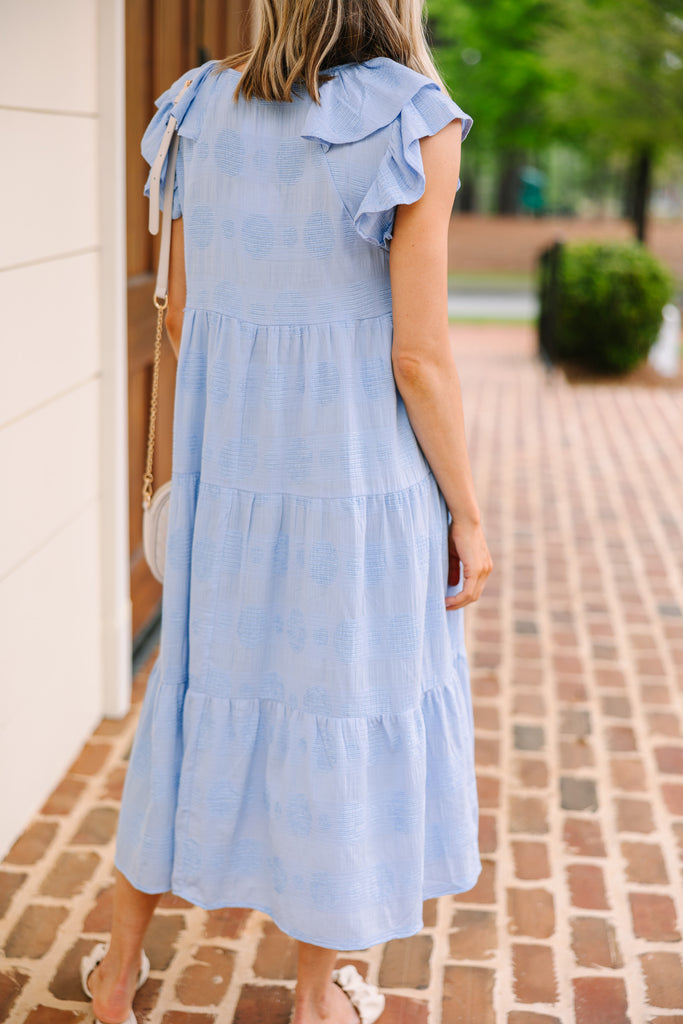 All You Periwinkle Blue Textured Midi Dress Shop the Mint All You Periwinkle Blue Textured Midi Dress Shop the Mint
