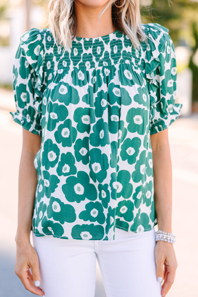 In A Dream Green Floral Blouse Shop the Mint