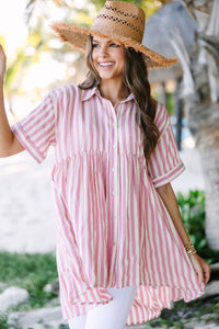 Can't Leave You Behind Pink Striped Tunic
