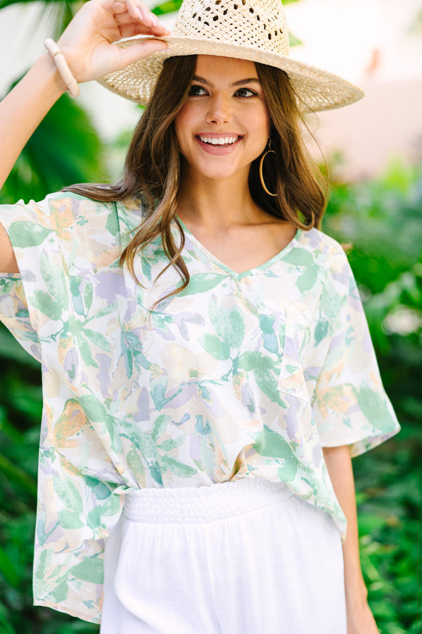 At This Time Green Floral Top