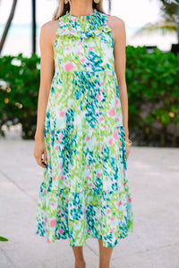 Better With You Green Abstract Midi dress