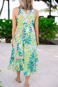 Better With You Green Abstract Midi dress