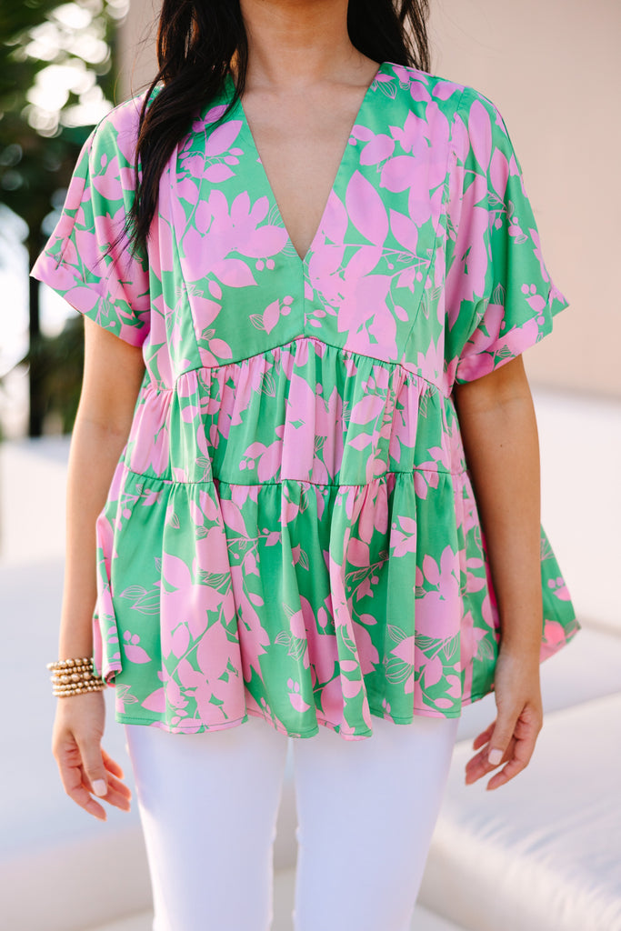 All A Dream Green Floral Blouse Shop the Mint