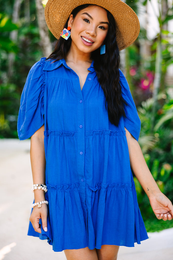 royal blue babydoll dress Live Your Best Life Color:Amethyst Mesh Length womens-dresses Abercrombie & Fitch |