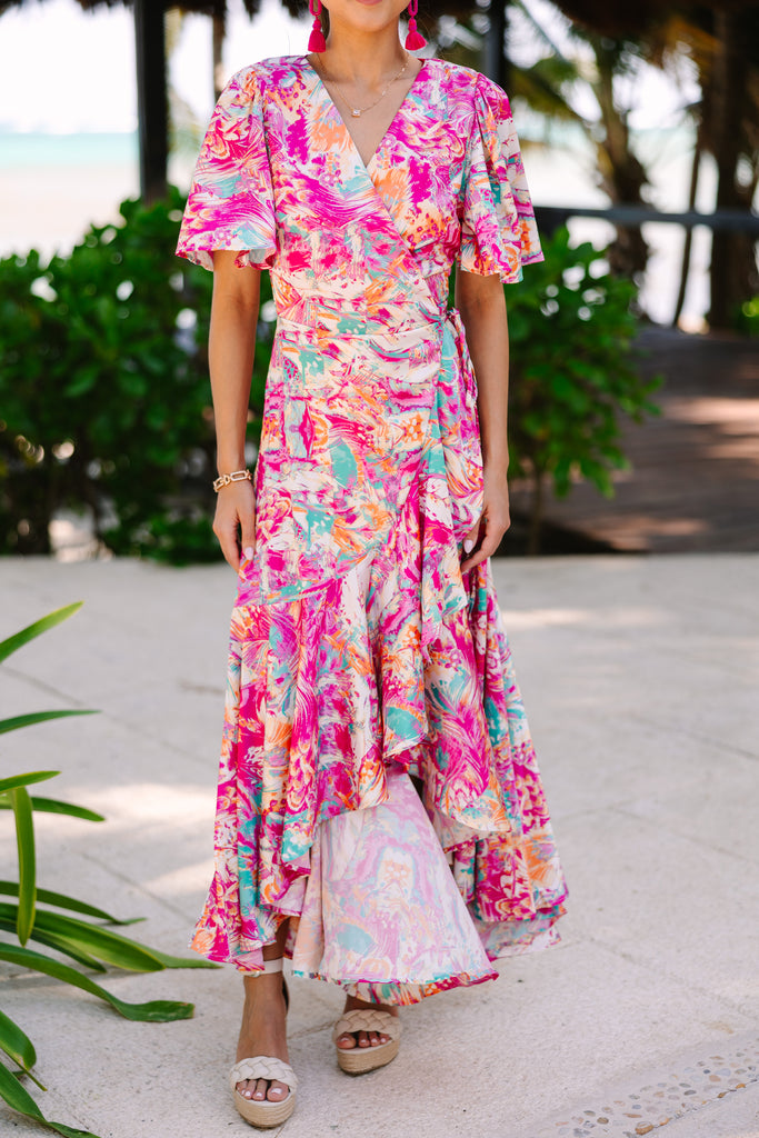 Tahiti Is Calling Fuchsia Pink Abstract Maxi Dress  Shop the Mint