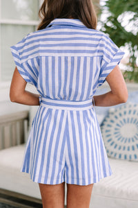 Want What's Best Blue Striped Romper