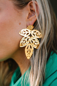 Treasure Jewels: Giant Gold Palm Leaf Earrings