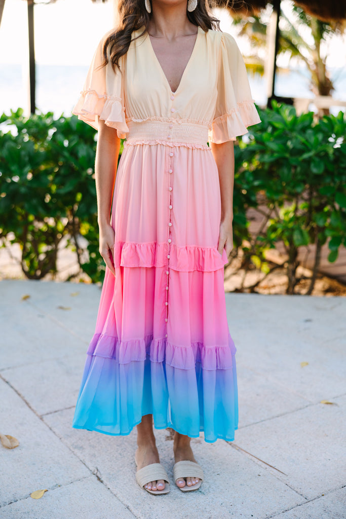 Into The Sunset Pink Ombre Midi Dress – Shop the Mint