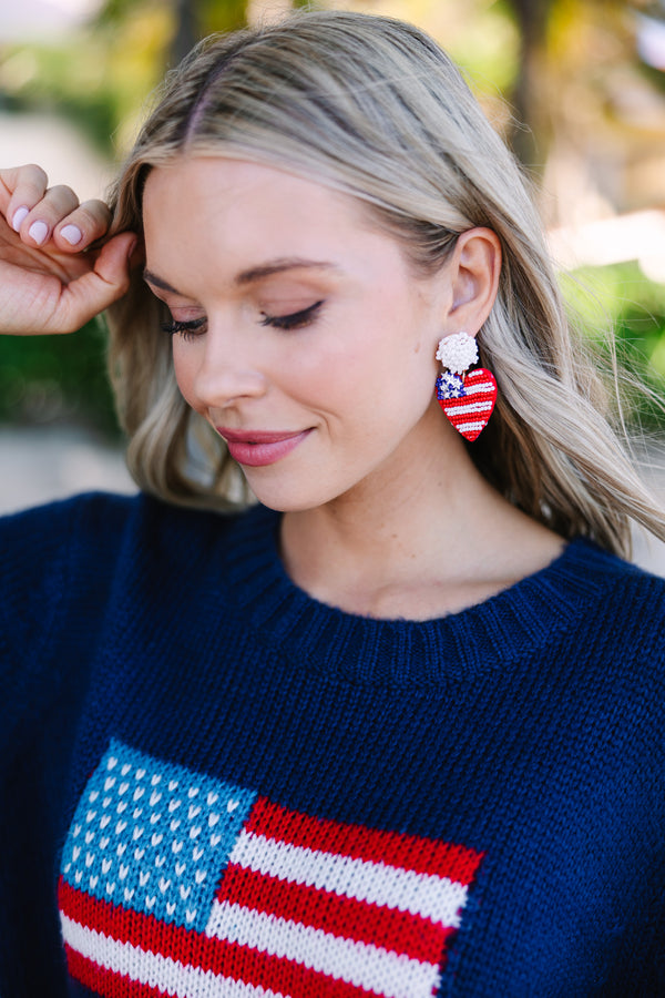 The Liberty Red American Flag Earrings