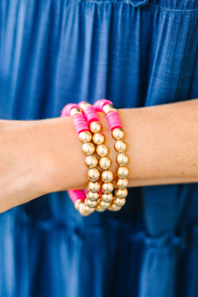 Hot pink beaded bracelet Clearance