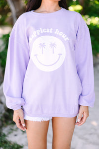 Happiest Hour Lilac Purple Graphic Corded Sweatshirt