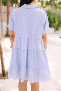 All You Need To Hear Light Blue Striped Babydoll Dress