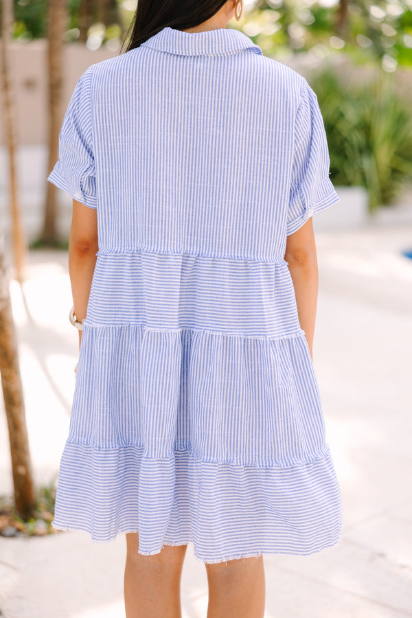 All You Need To Hear Light Blue Striped Babydoll Dress