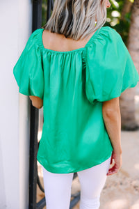 Born For This Grass Green Satin Blouse